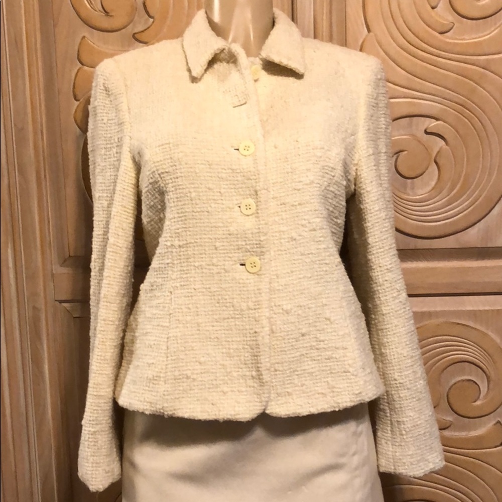 Jones NY wool blend satin lined boule blazer 10